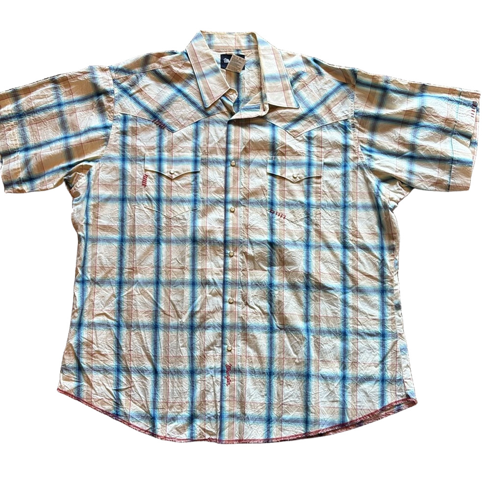 Wrangler Mens XXL Plaid Western Short Sleeve Shirt